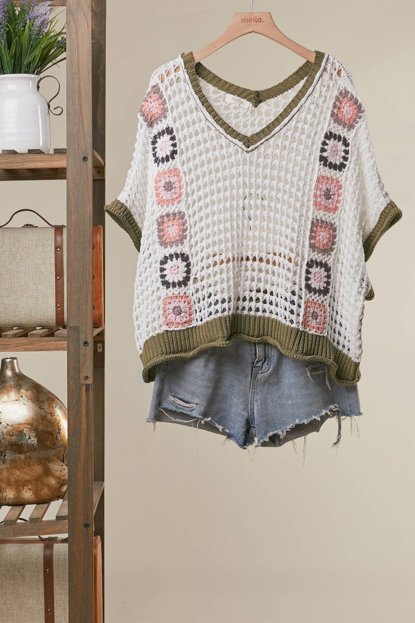 Mello. - CROCHET STYLE OVERSIZED KNIT SWEATER