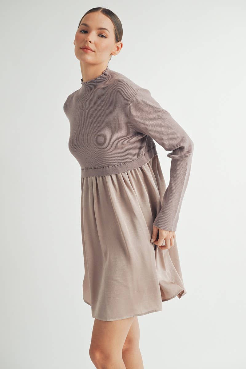 Long Sleeve Twofer Sweater Mini Dress