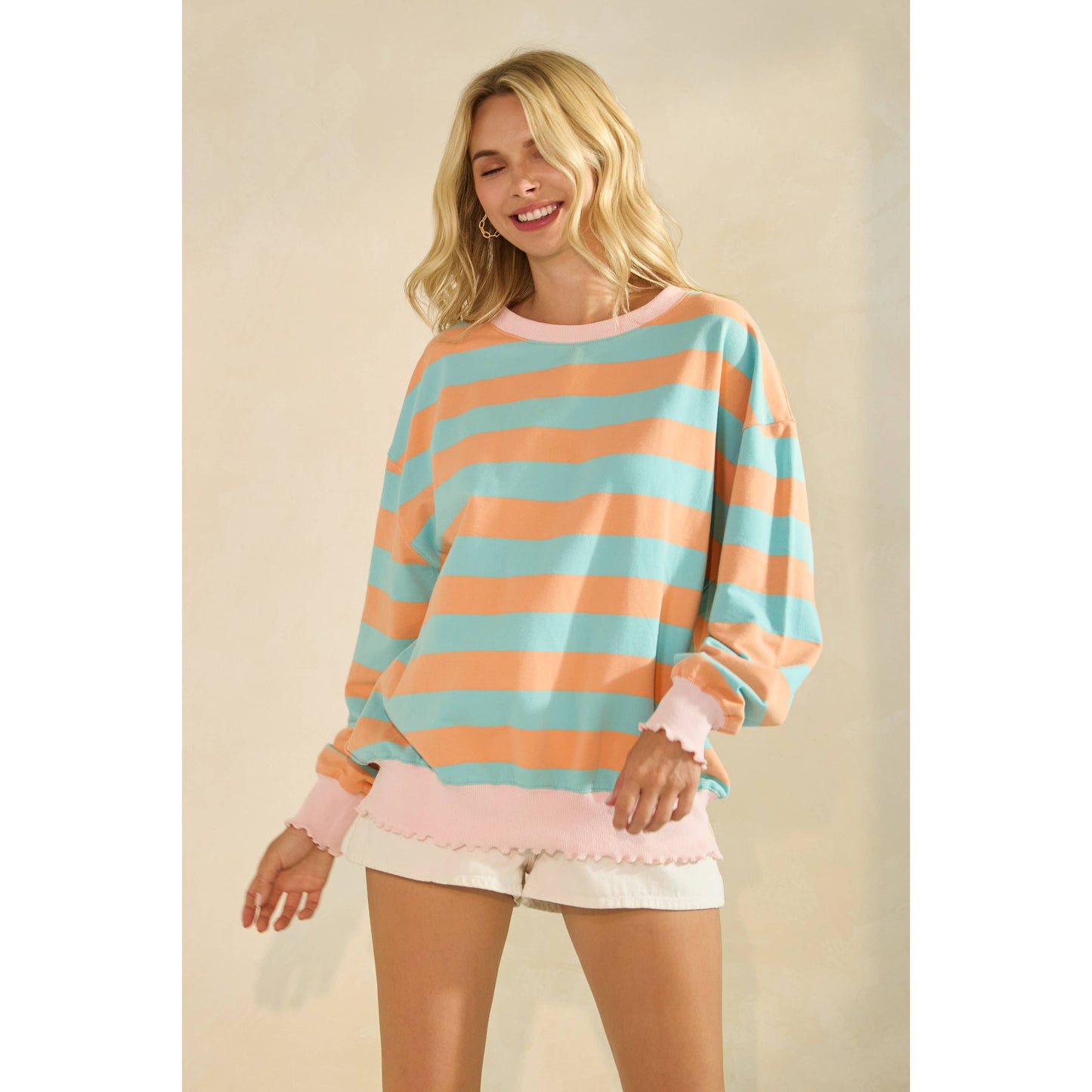 Striped Knit Long Sleeve Top