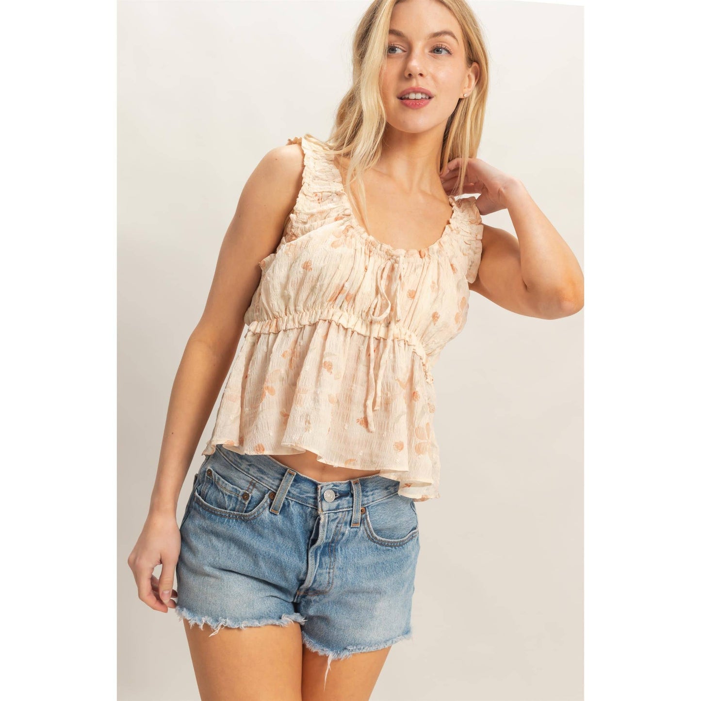 Swiss Dot Peplum Top