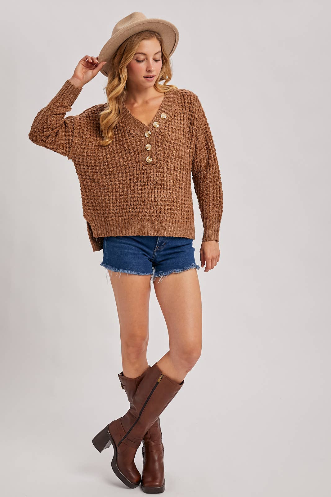 THERMAL HENELY SWEATER TOP