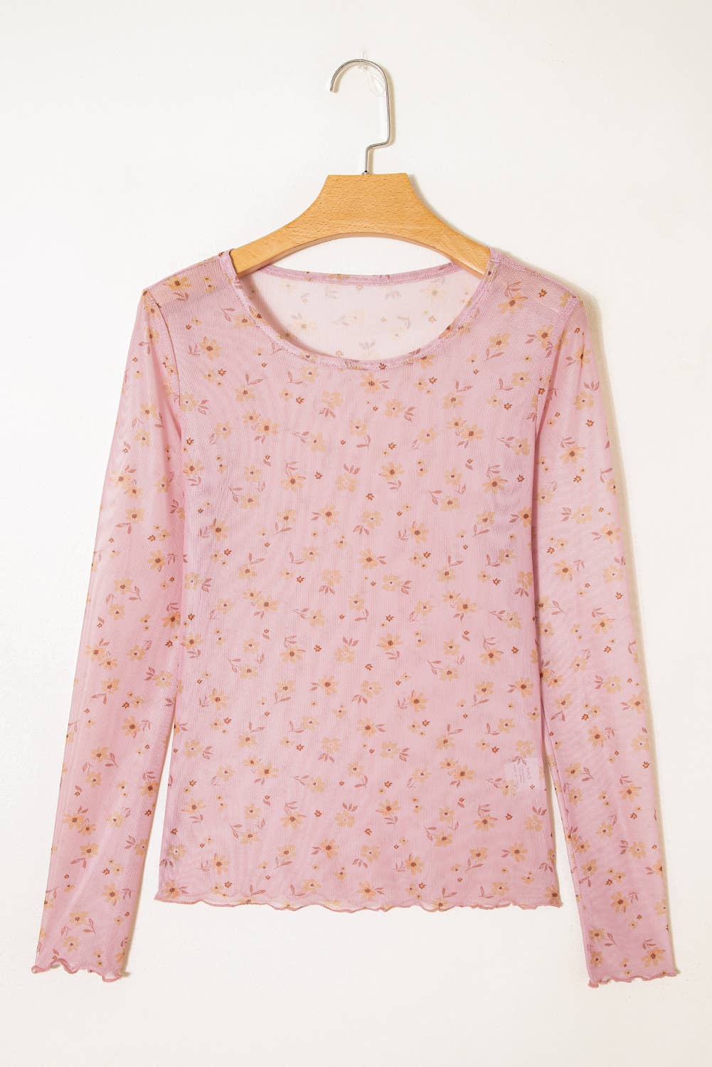 66DISCO - Western Vintage Floral Southern Style Mesh Long Sleeve Top