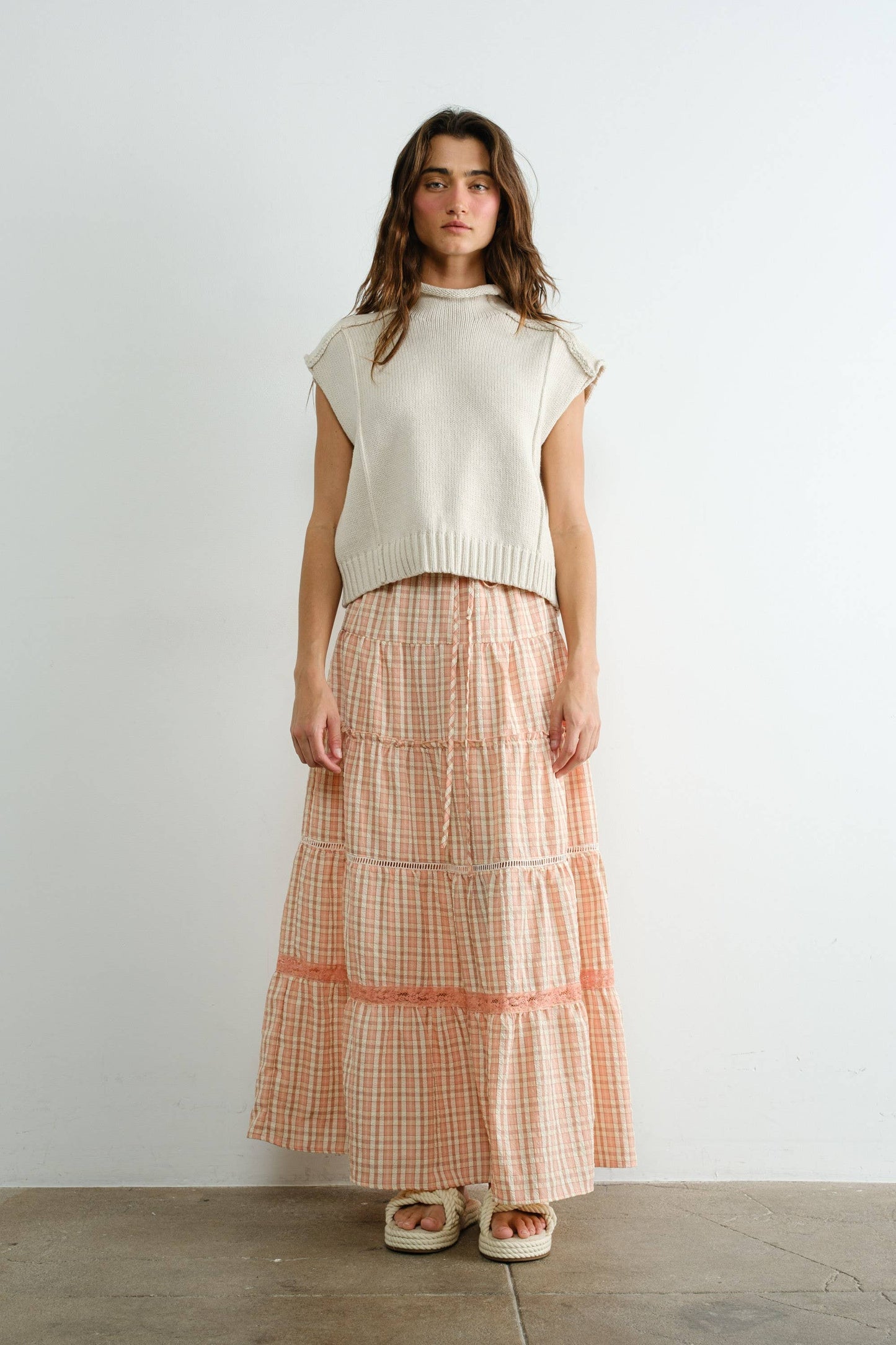 Mock Neck Exposed Seam Sweater Vest