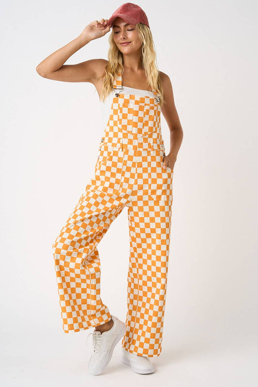 mittoshop - GAME DAY CHECKERED WIDE LEG BIB OVERALLS