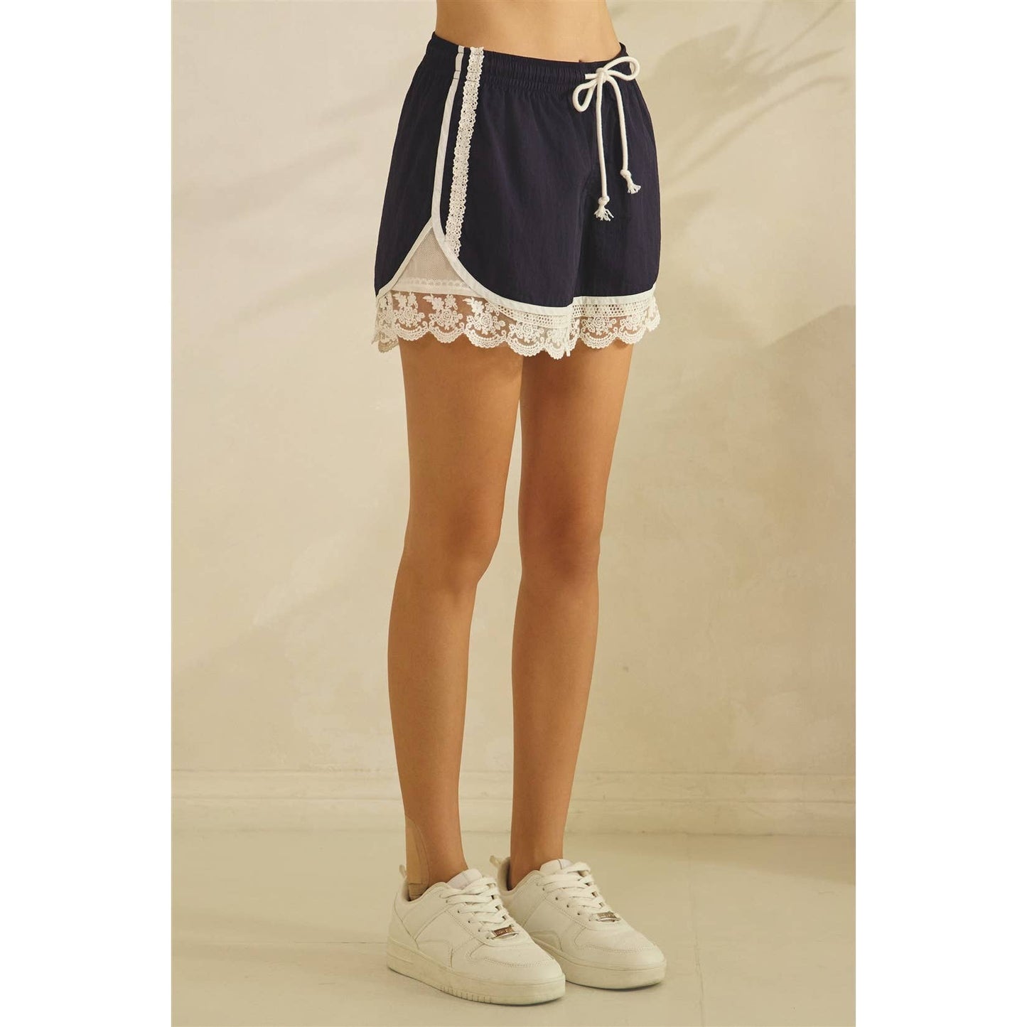 Veveret - Track Shorts with Lace Detail