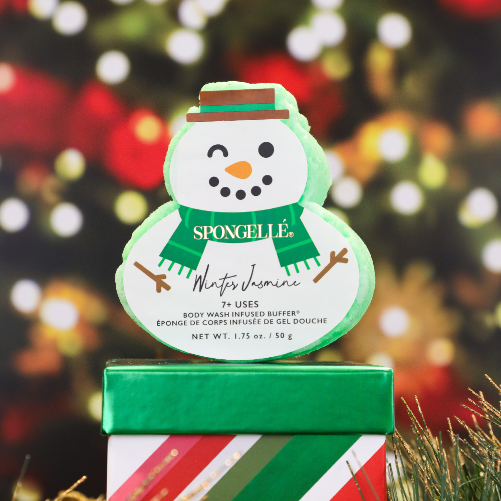 Spongellé  |  Bestsellers: Fall, Halloween, Christmas 2026 - Winter Jasmine Snowman Holiday Buffer Christmas Stocking