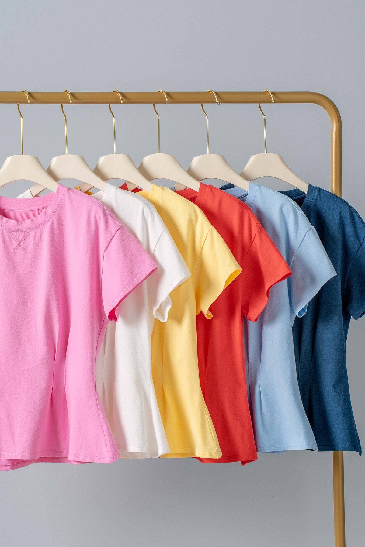 Urban Daizy - Pleated Waist Cotton Spandex Everyday Tee