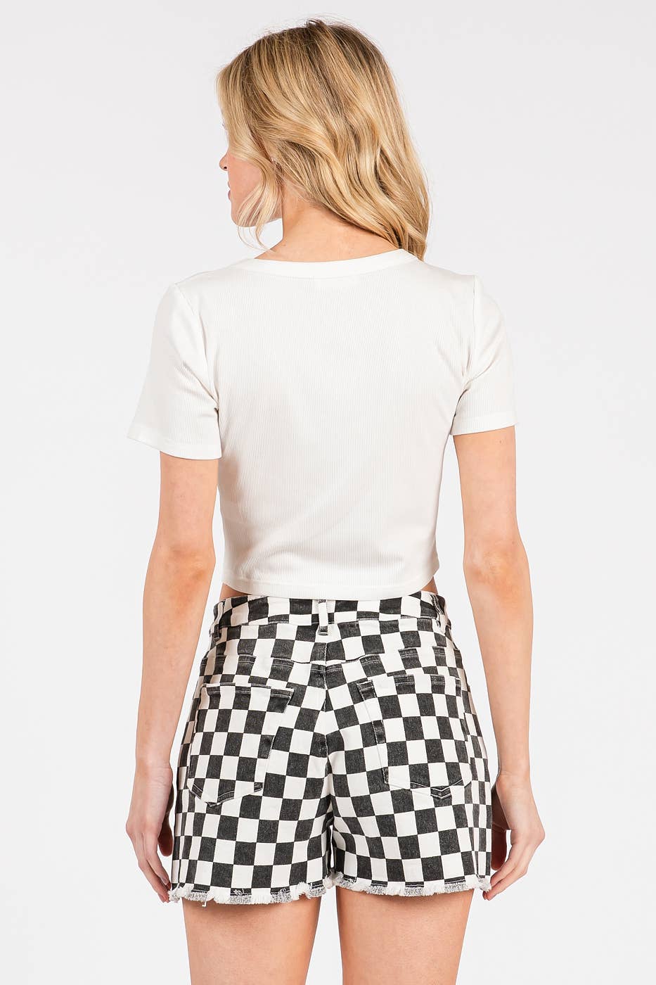 mittoshop - RIBBED ROUND NECK SHORT SLEEVE BASIC CROP TEE