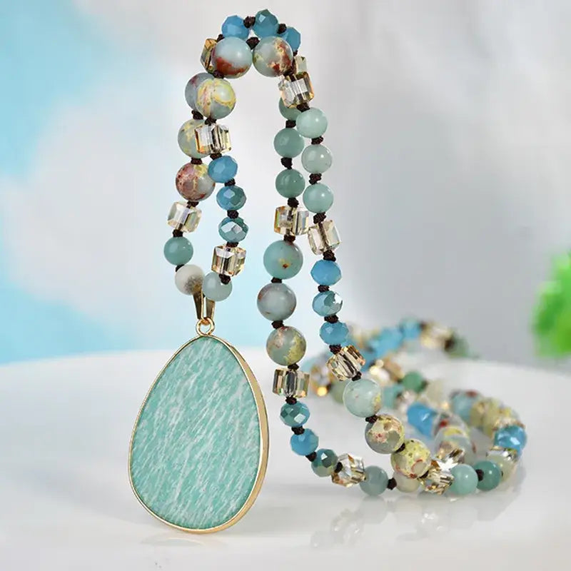 Sweet Cherry Sky - Stone Pendant Crystal Necklace