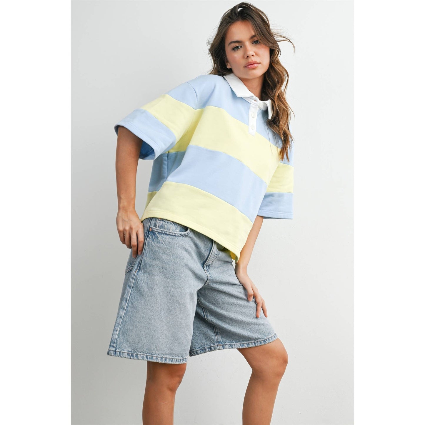 Striped collared top