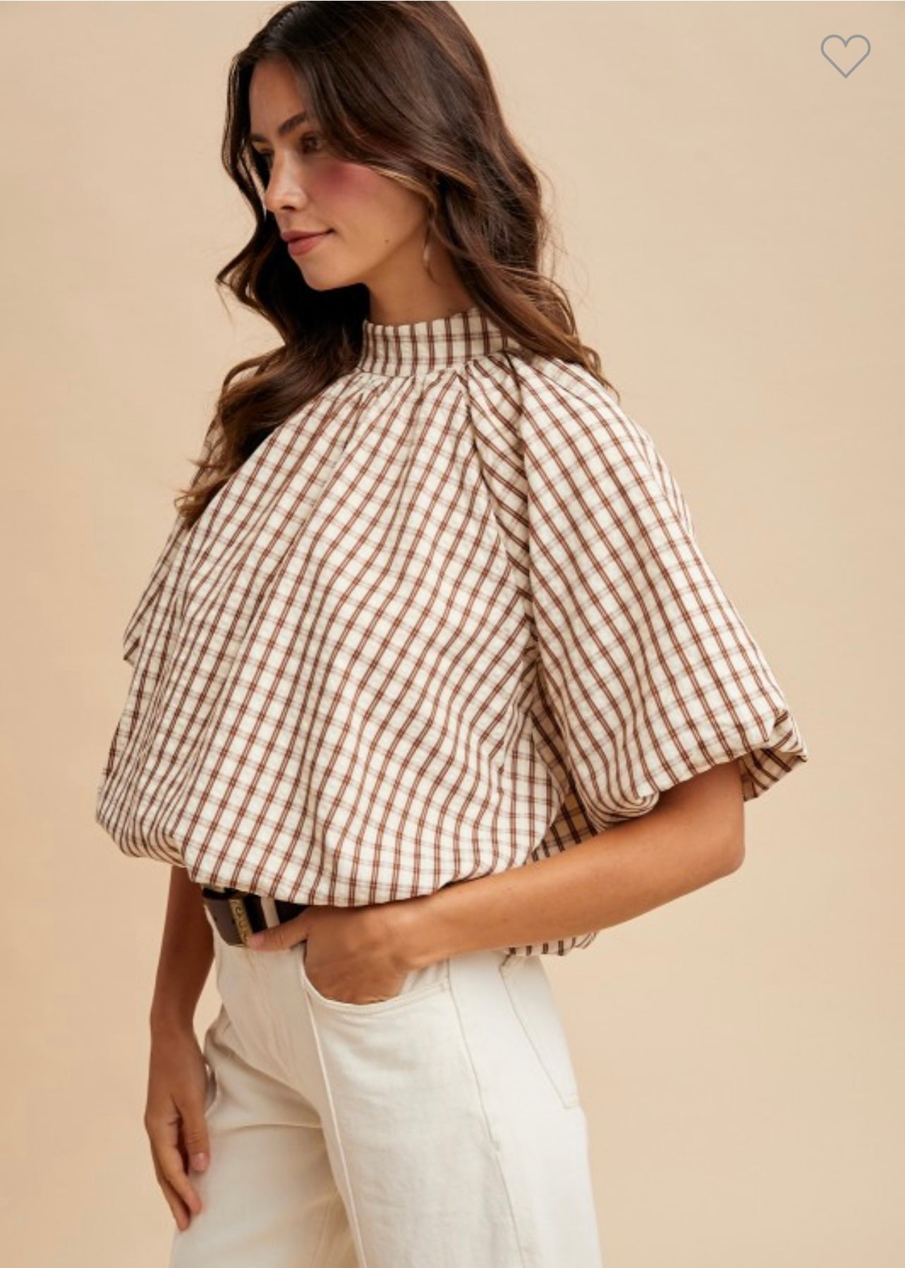 Checker back bow bubble blouse