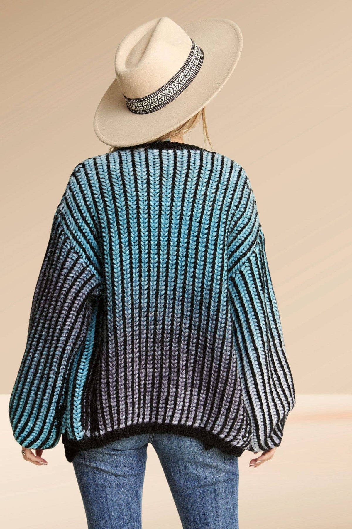 Madelyn - LESW3599- MULTI COLOR OMBRE SWEATER CARDIGAN