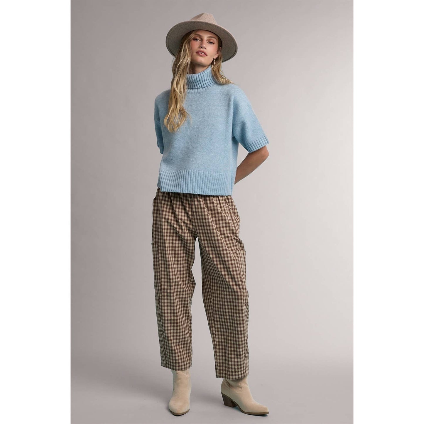 PLAID PATCH POCKET PANTS