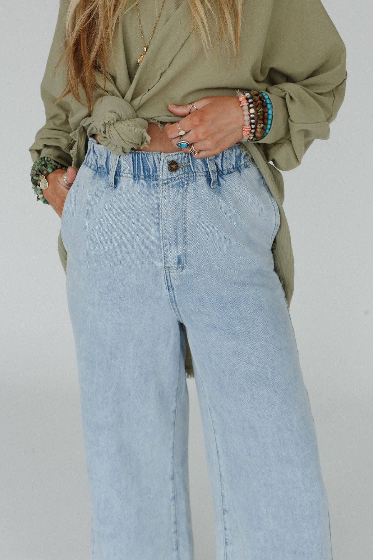 Three Bird Nest - Simply You Wide Leg Jeans - Light Wash