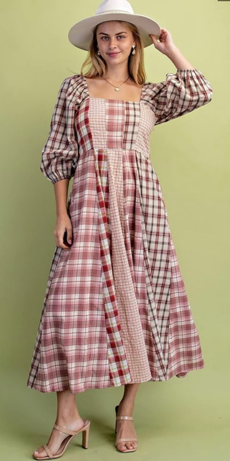 Plaid smocked dress