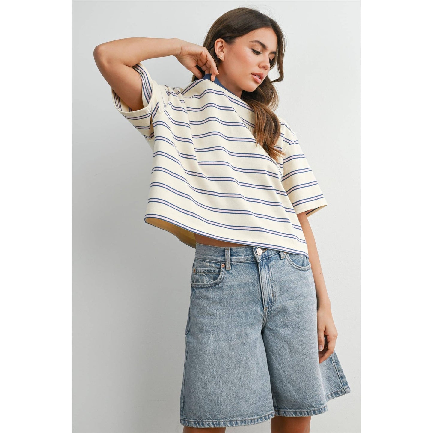 Cropped T-Shirt with stripes