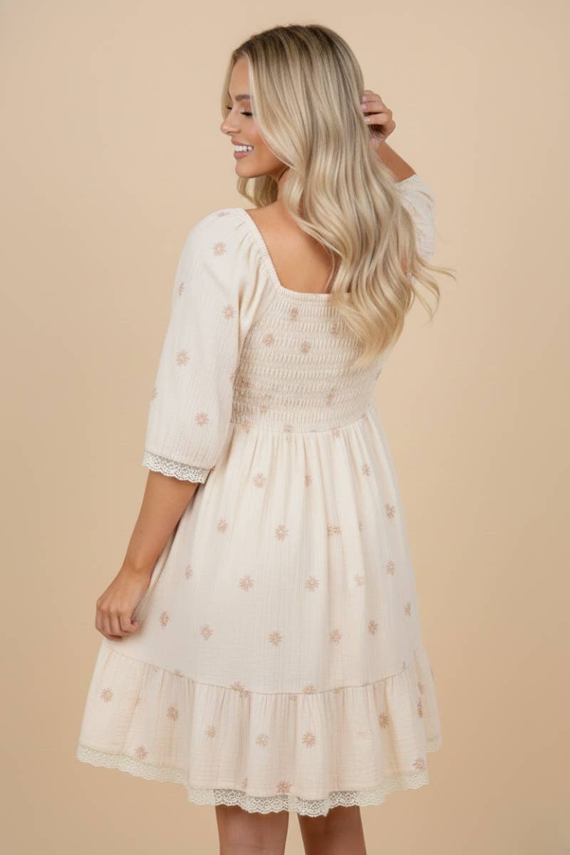 Gauze  Embroidered Dress