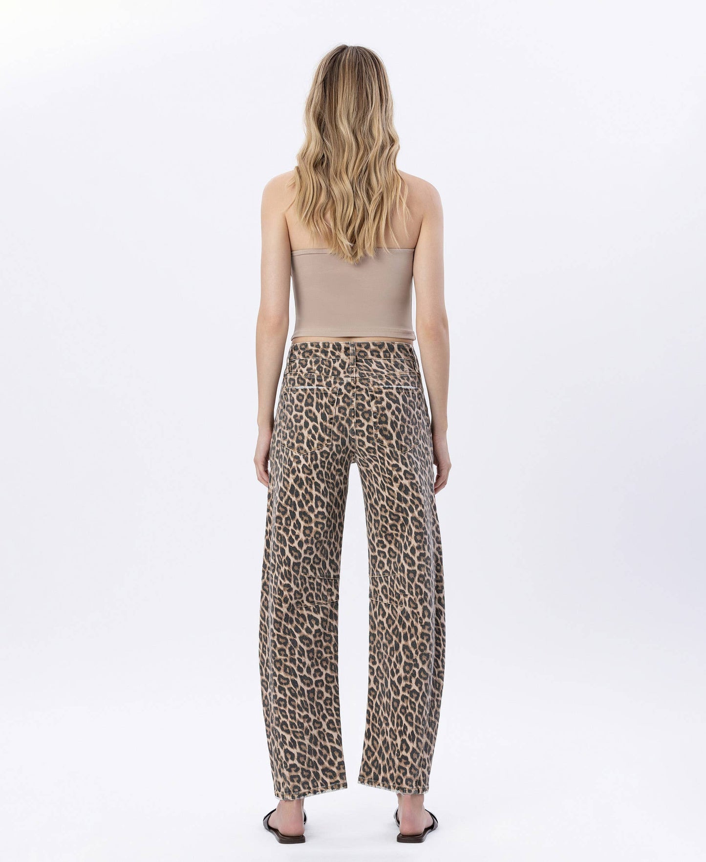 VERVET by FLYING MONKEY - HIGH RISE LEOPARD PRINT BARREL JEANS V3697LPD