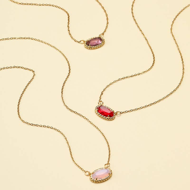 JOSSLYN by wall to wall - OVAL GEMSTONE CHARM PENDANT NECKLACE | 40NK9661