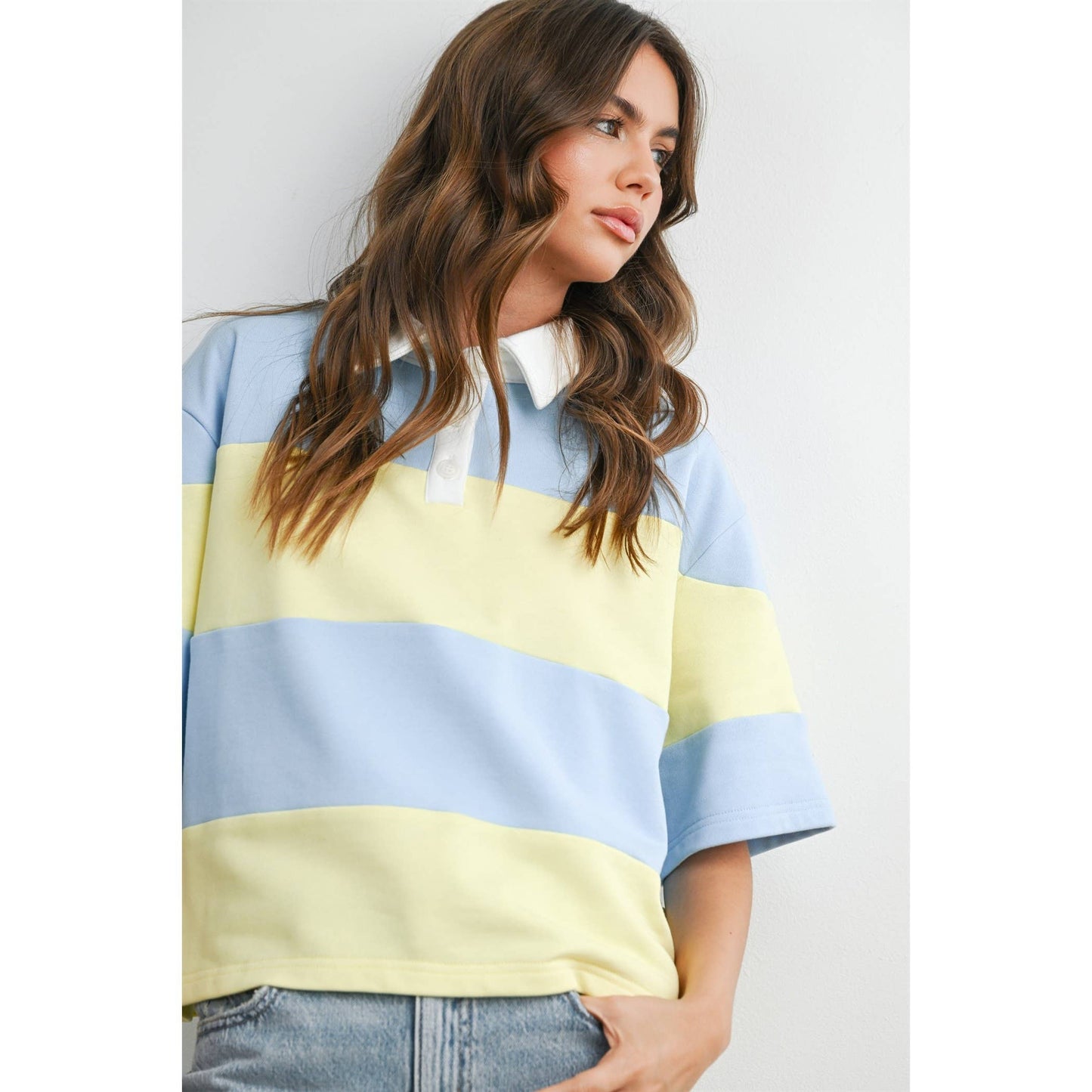 Striped collared top