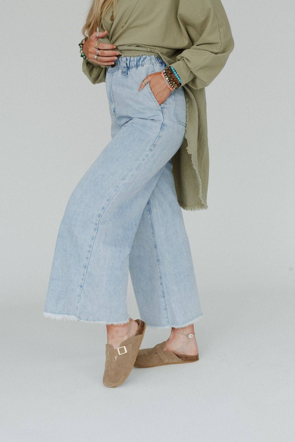 Three Bird Nest - Simply You Wide Leg Jeans - Light Wash