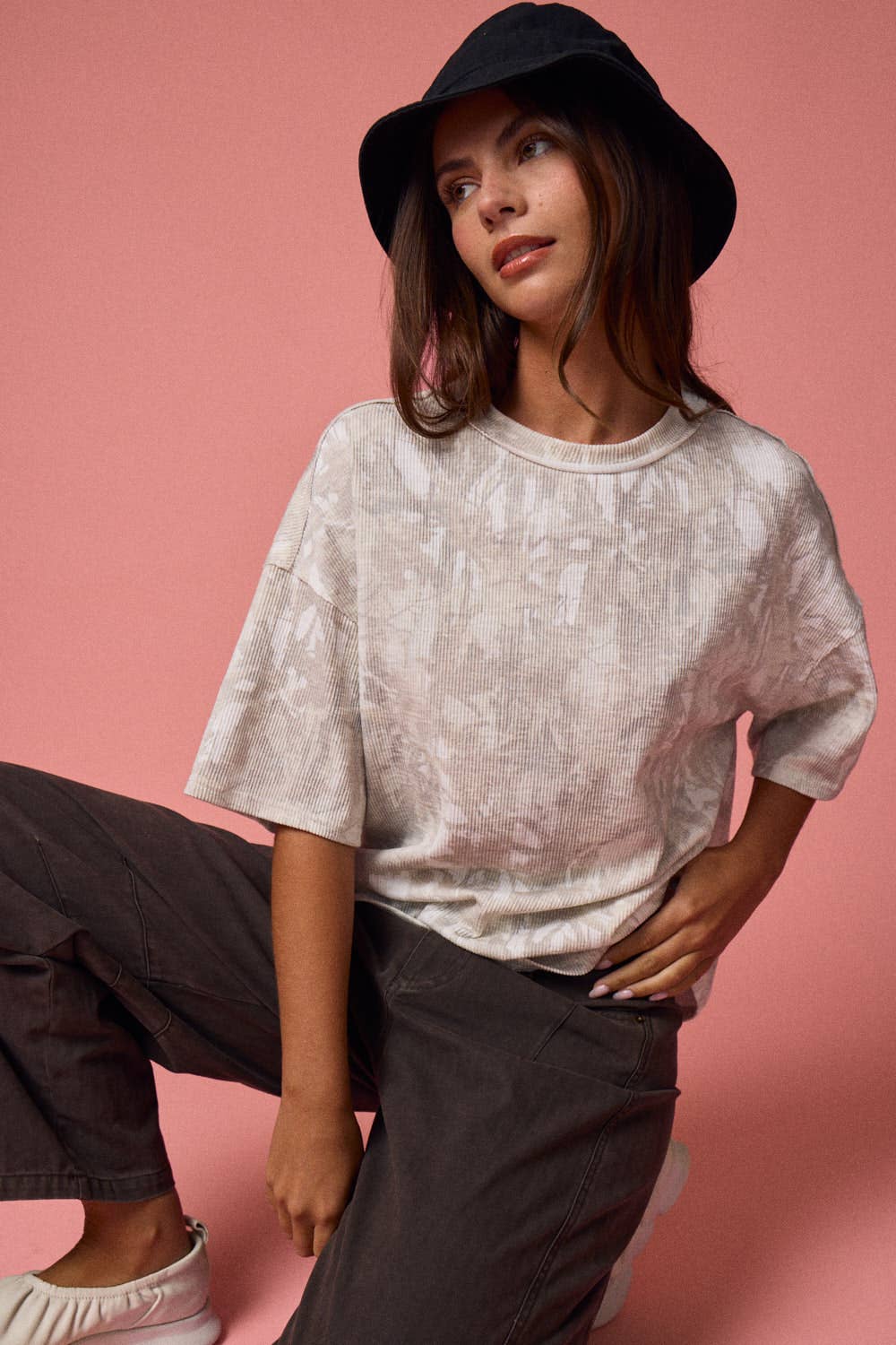 PT51002-NATURE CAMO RIBBED LOOSE FIT SHIRT