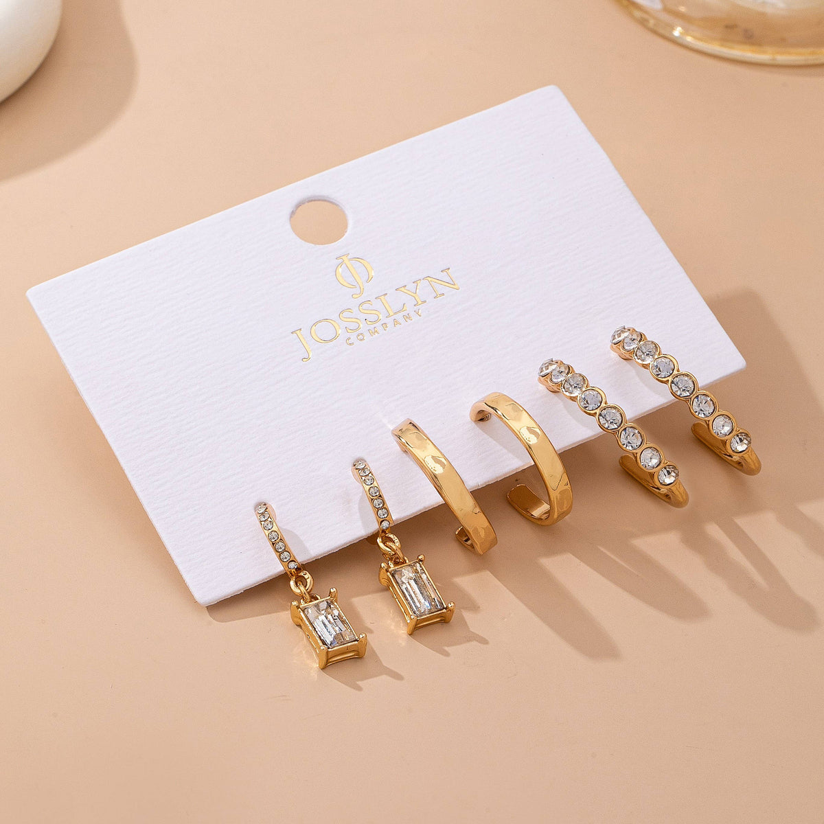 JOSSLYN by wall to wall - Crystal-Accented Gold Hoop Earring Set | 80E61945