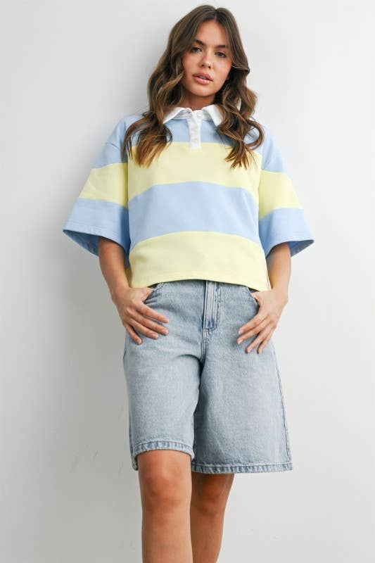Striped collared top