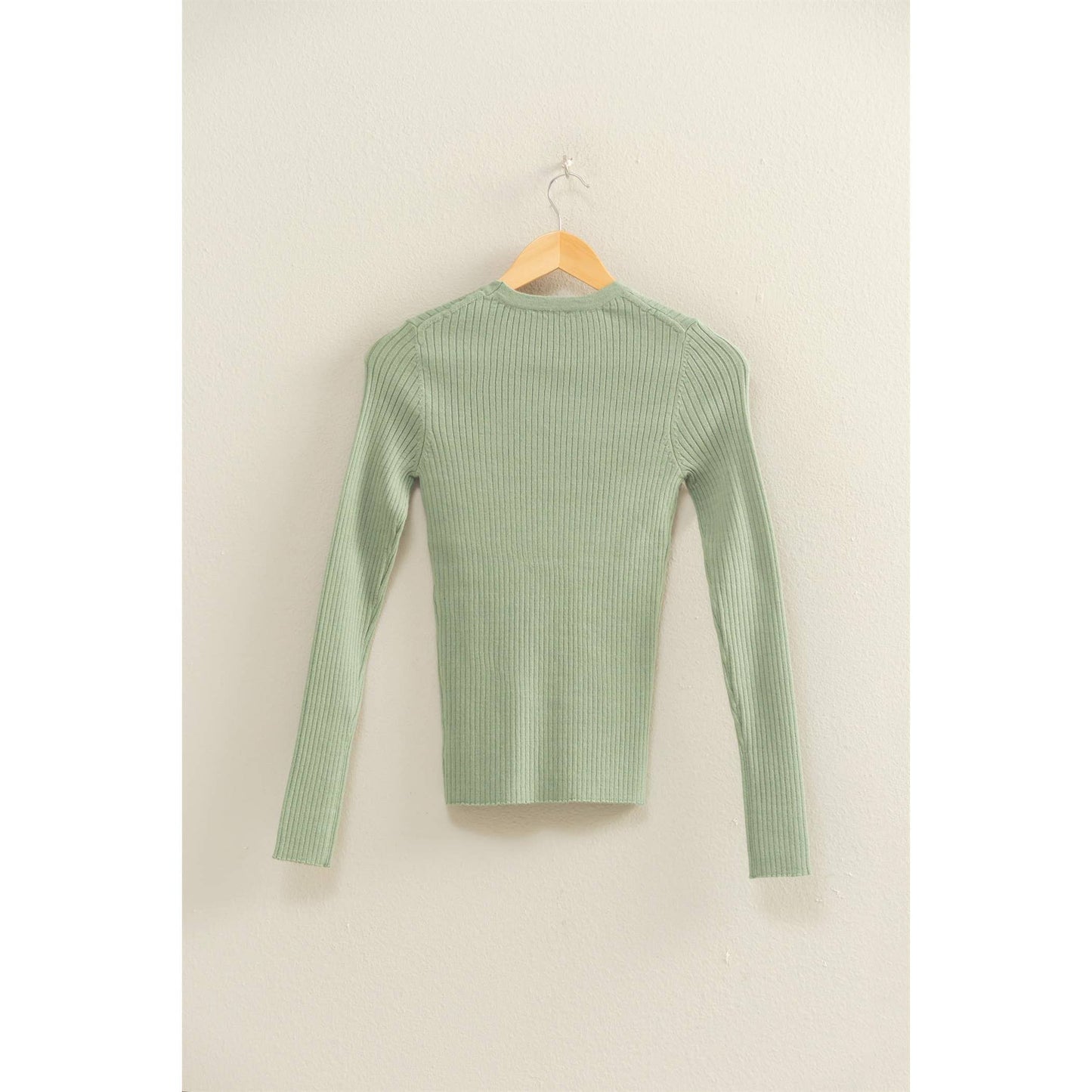 Ribbed Long Sleeve Knit Top