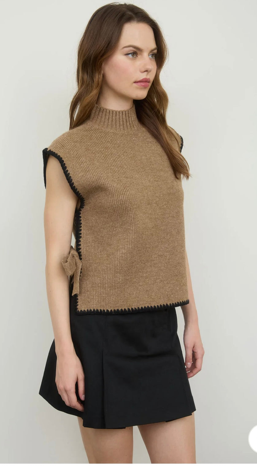 Side tie sweater vest
