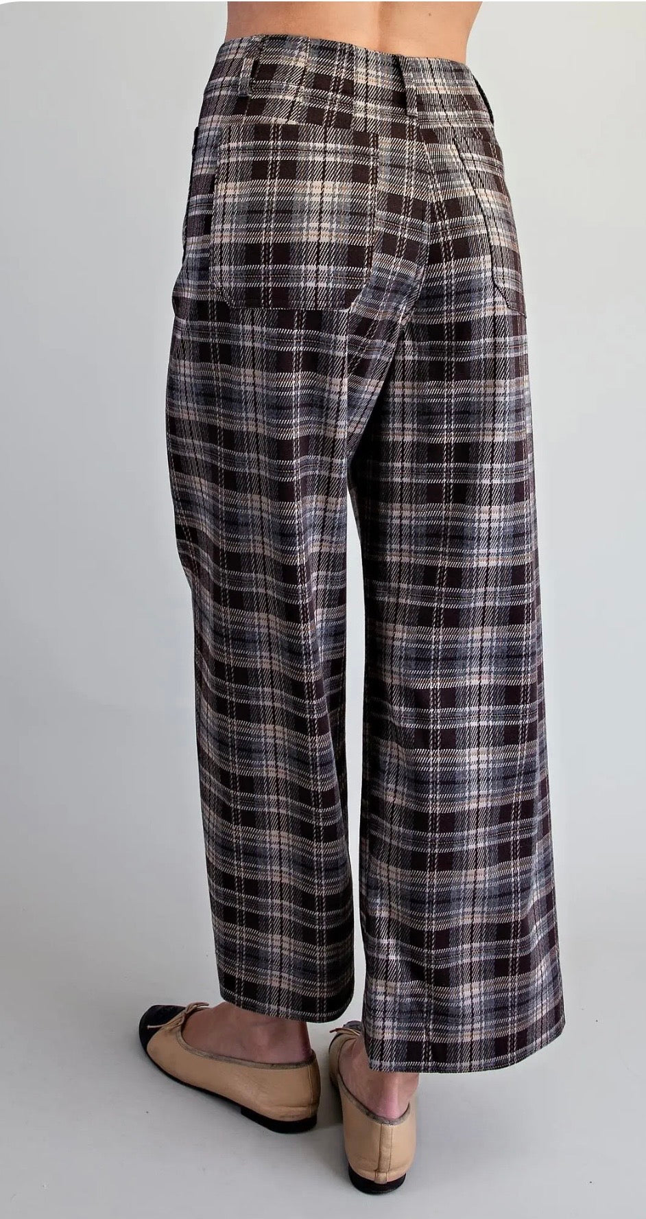 Plaid patch pocket pants