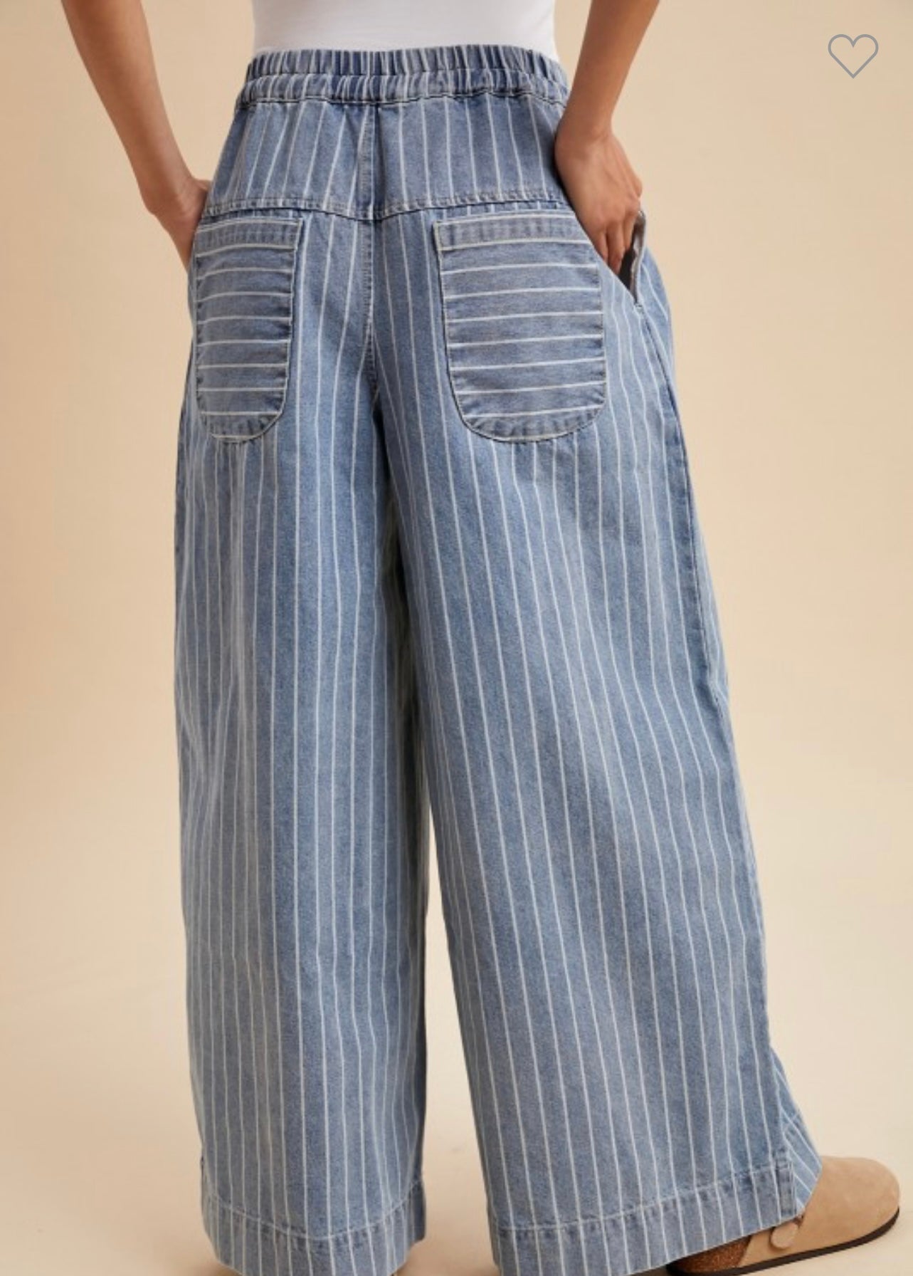 Striped denim wide leg pants