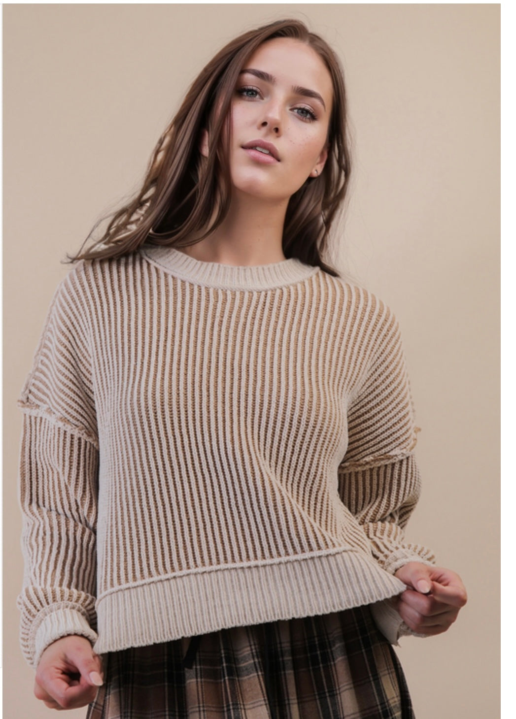 Two tone striped sweater