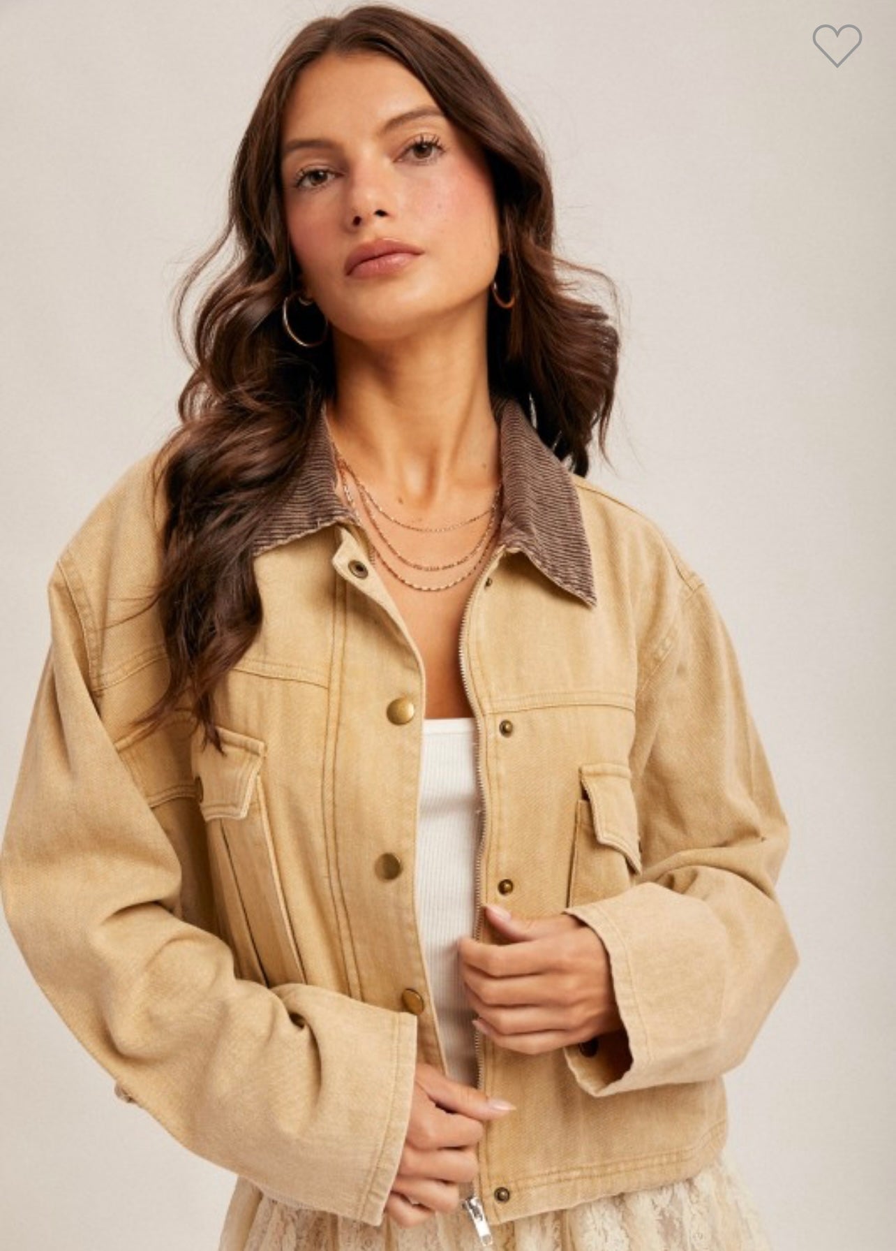 Corduroy collar twill jacket