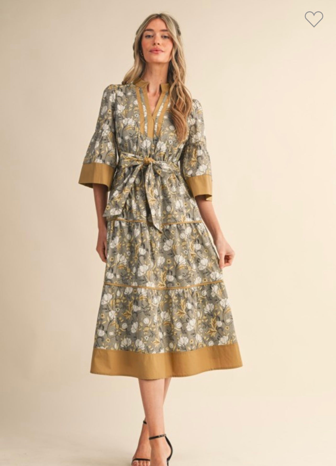 Floral print belted dress