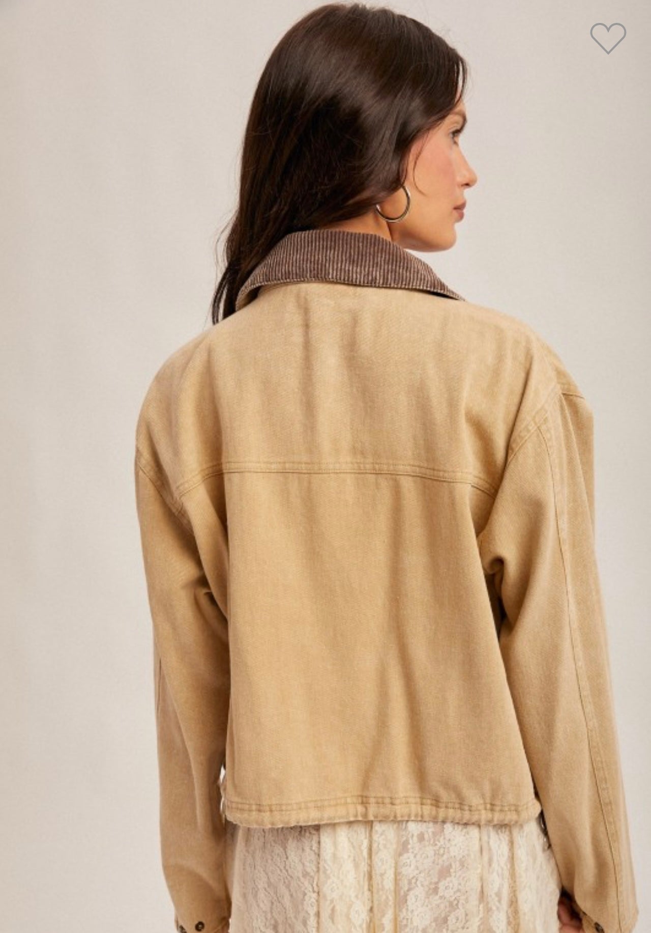 Corduroy collar twill jacket