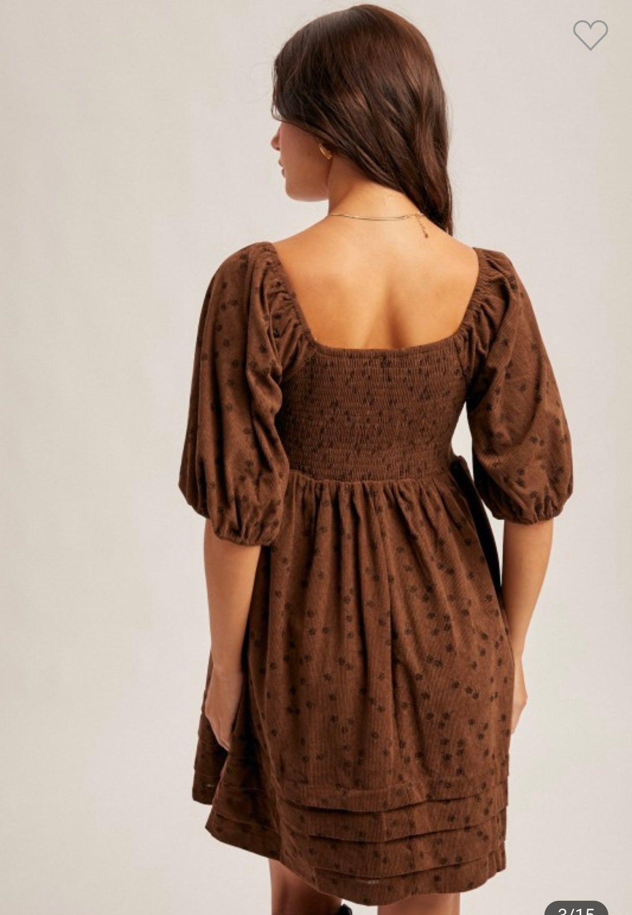 Floral corduroy baby doll mini dress