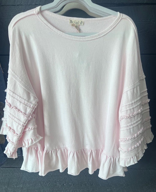 Easel Cotton pink ruffle top ET71889