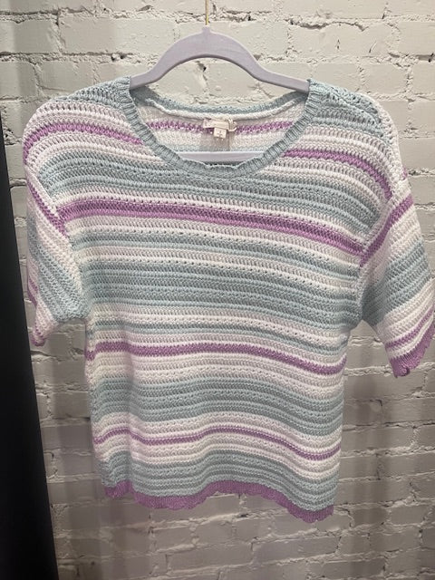 Textured weave stripe sweater
