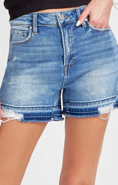 High rise denim shorts