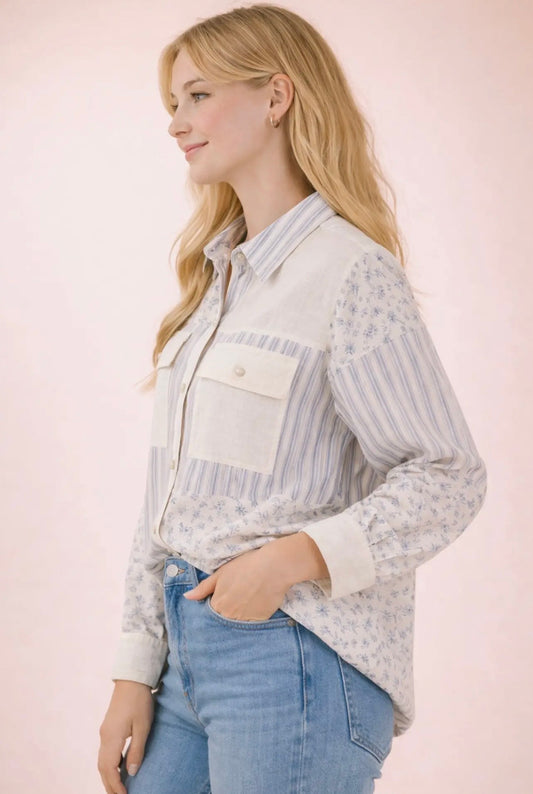 Blue floral shacket Jacket