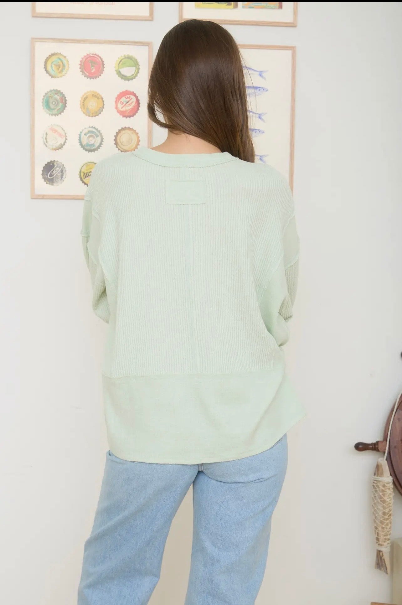 Slit neck raw edge top