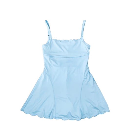 Pink scallop athleisure dress