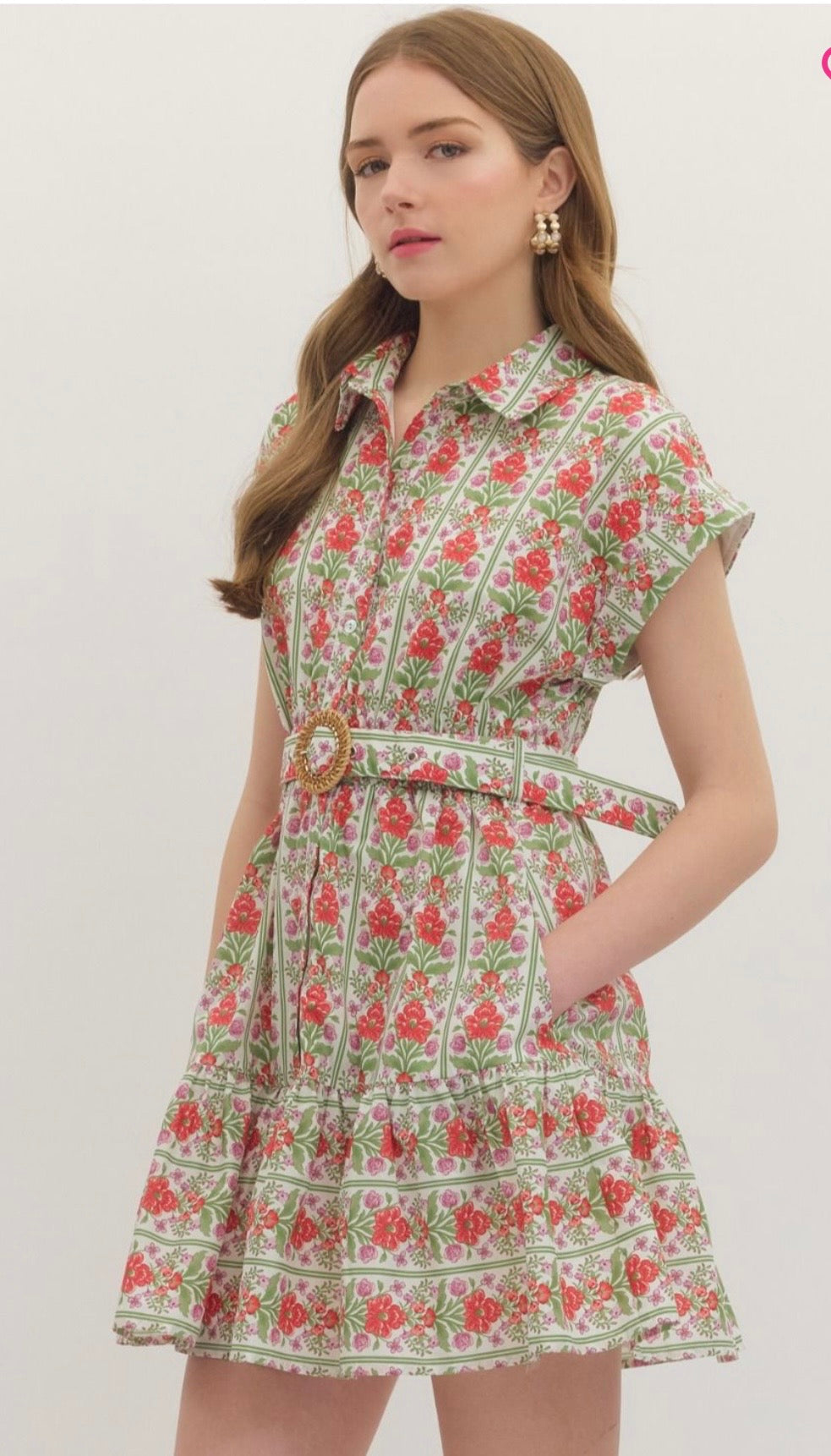 Red floral mini dress