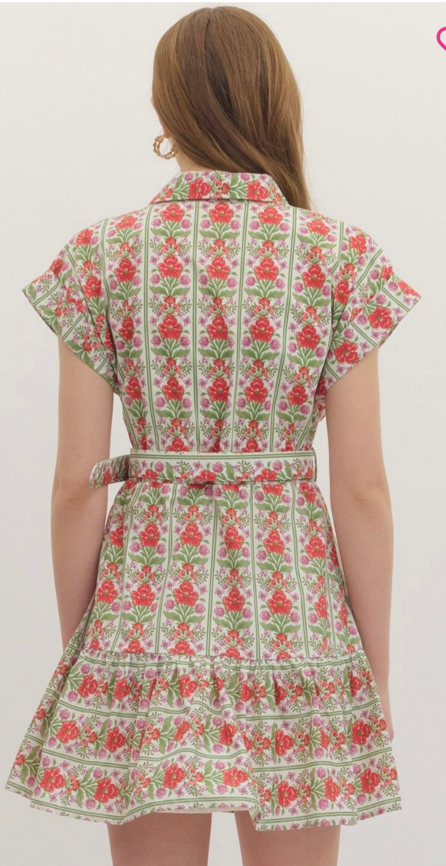 Red floral mini dress