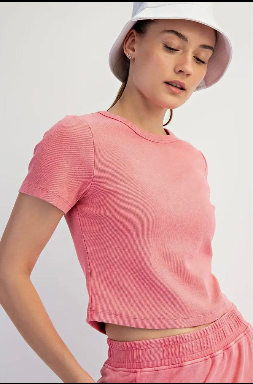Mineral washed cotton rib top