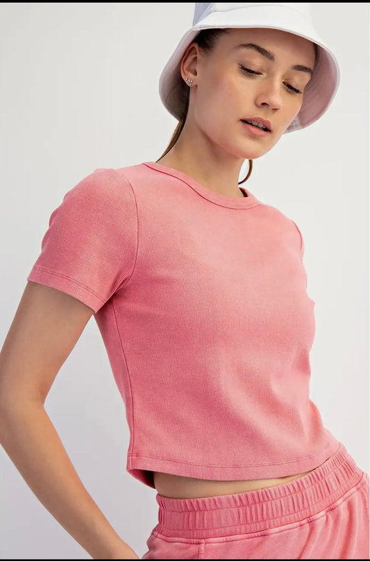 Mineral washed cotton rib top