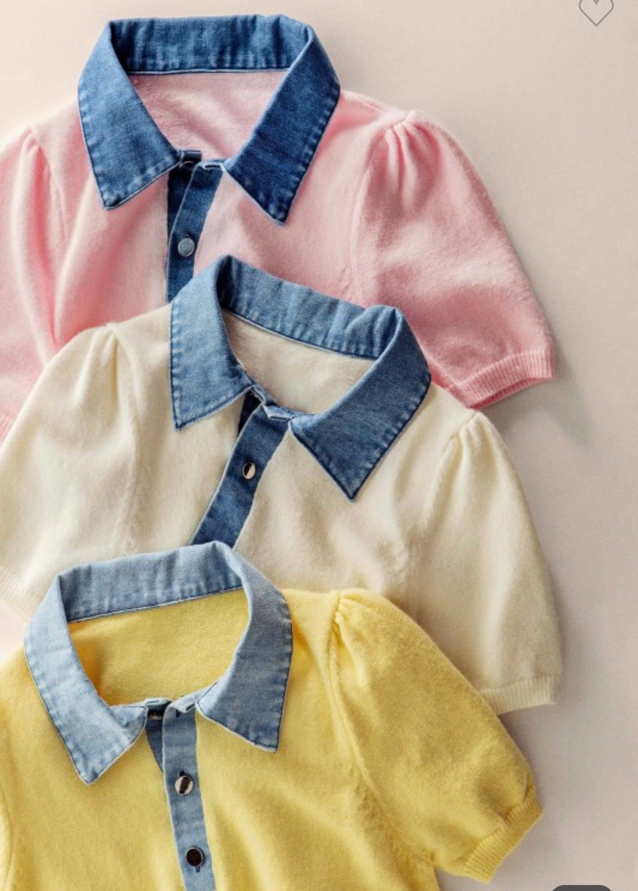 Denim collar polo sweater