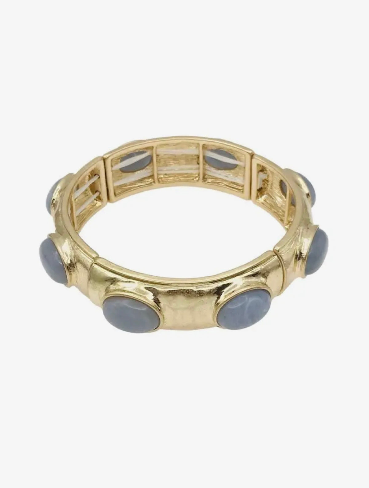 Hammered gold with grey stone oval accents