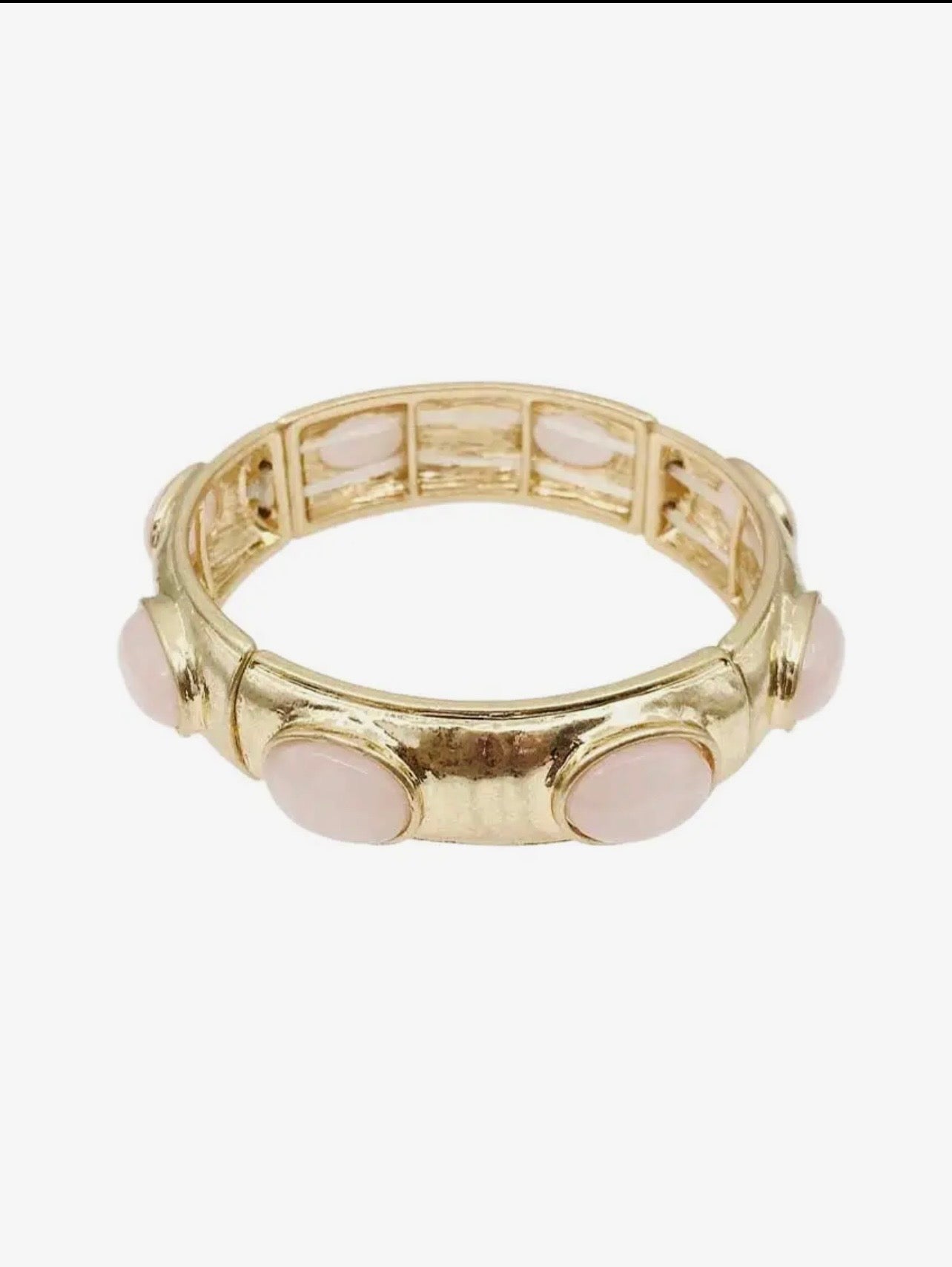 Hammered gold with pink oval stone accents
